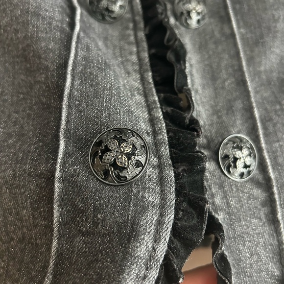 Denver Hayes Dark Gray Lace Velvet Jean Jacket Blazer Medium - Picture 10 of 14